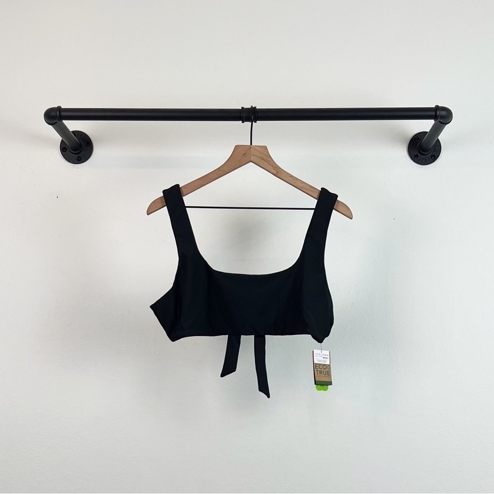 NWT Volcom Simply Seamless Scoop Neck Tie Back Bikini Top in Black - Picture 4 of 7